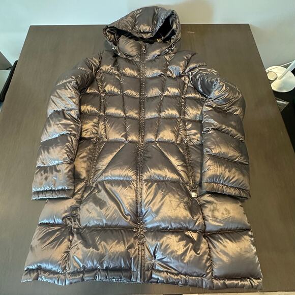 Calvin Klein Coat Womens Large Gray Puffer Jacket Down Insulated Long Hooded XL - Picture 1 of 9